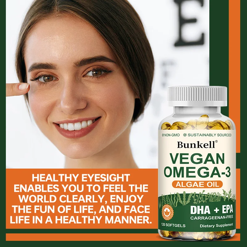 مكمل زيت الطحالب 1000 ملغ، يدعم صحة القلب والأوعية الدموية والرؤية، ومضاد للالتهابات ومضادات الأكسدة