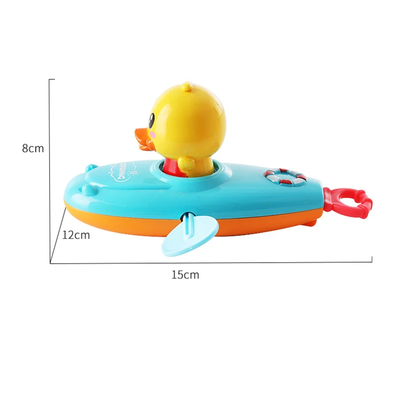 Children Bath Water Playing Toys Chain Rowing Boat Swim Floating Cartoon Duck Infant Baby Early Education Bathroom Beach Gifts