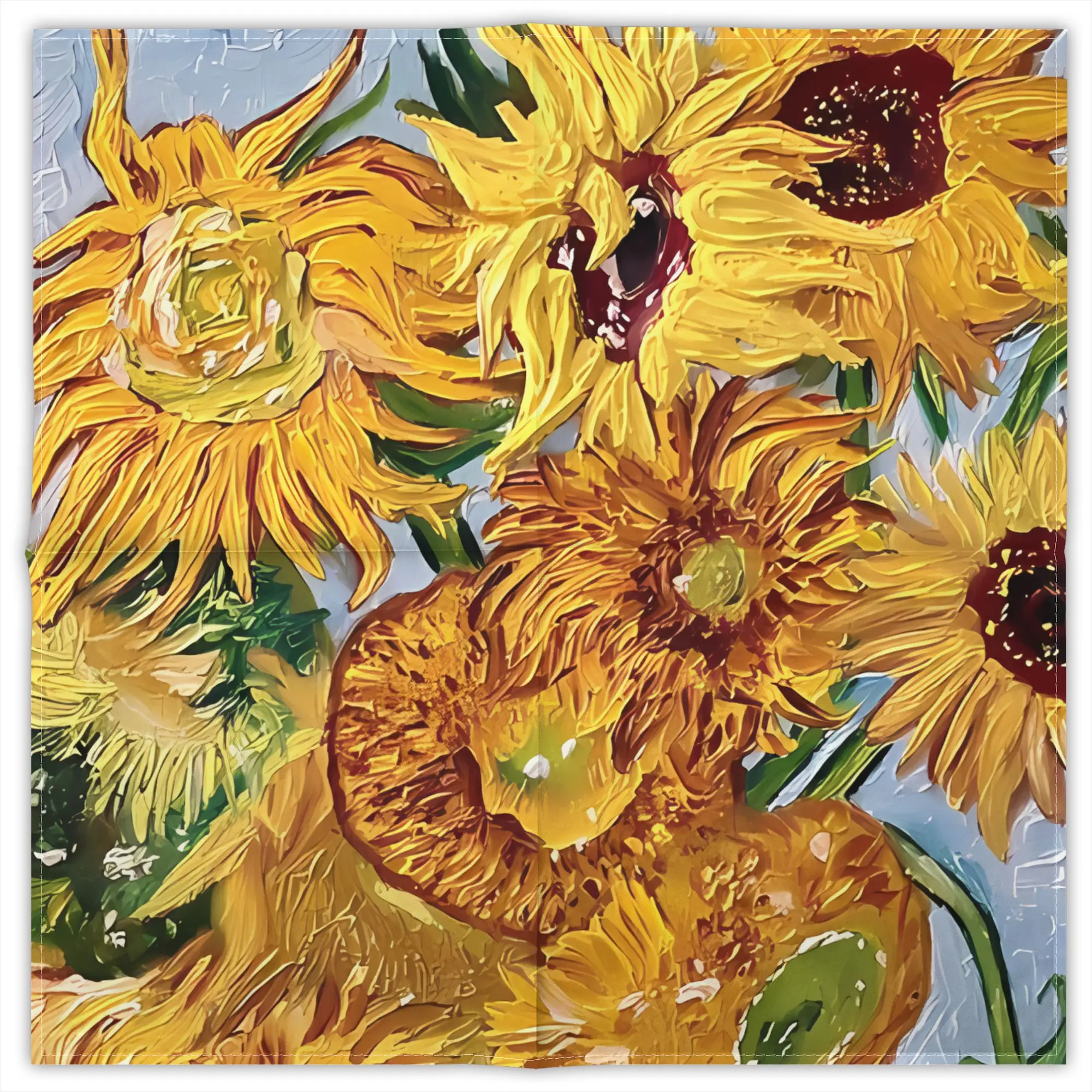 

Van Gogh Starry Night Rose Sunflower Fashion Square Scarf Decorative Polyester Printed Daily