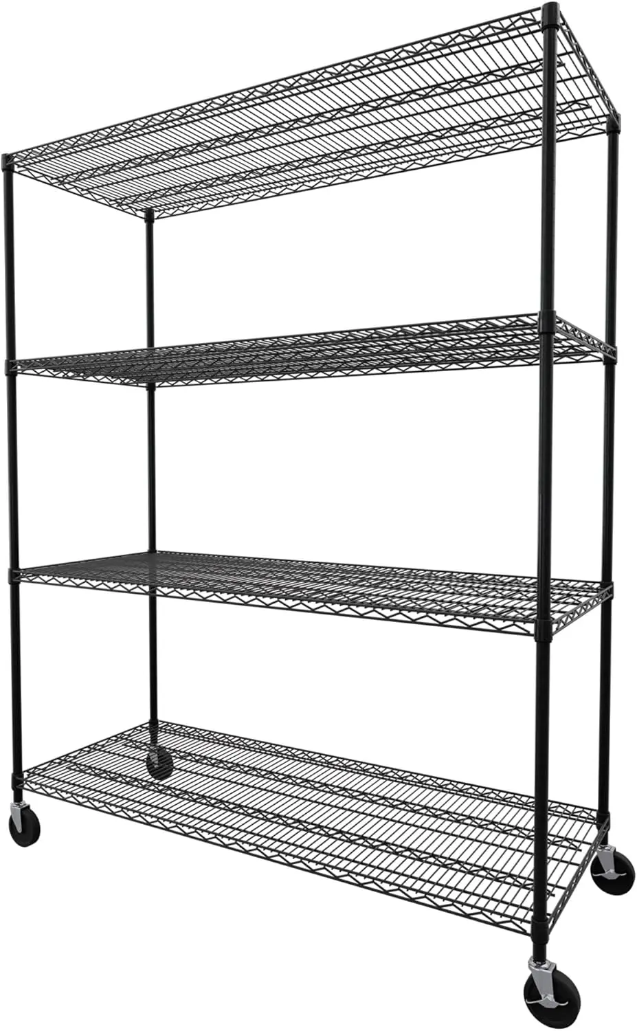 Saferacks Black Nsf Certified Storage Shelves, Heavy Duty Steel Wire Shelving Unit With Wheels And Adjustable Feet, Use As