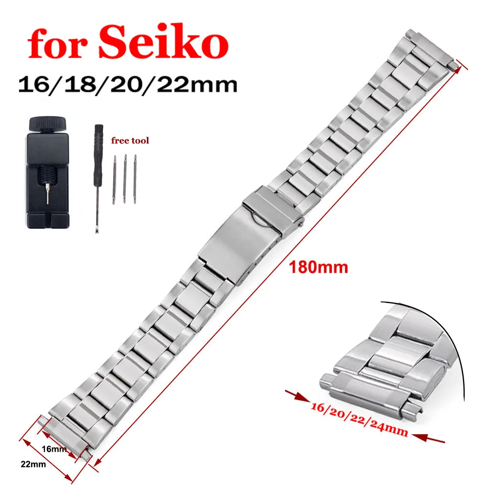 16-22mm Edelstahlarmband für Seiko für Universal Smart Watch Band Damen Herren Uhrenarmbänder Mode verstellbar neues Armband
