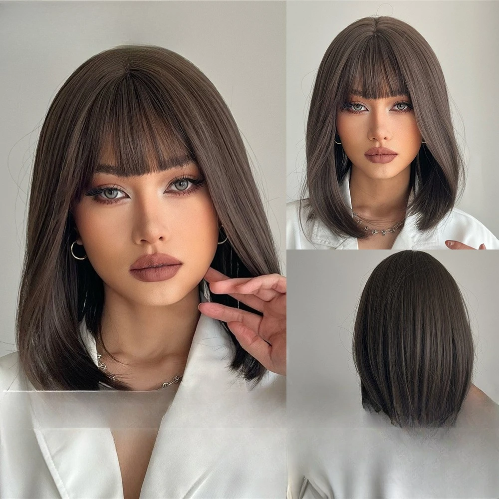 

Europe and the United States hot-selling wig, high temperature silk chemical fiber Qi bangs black short hair bobo head full head