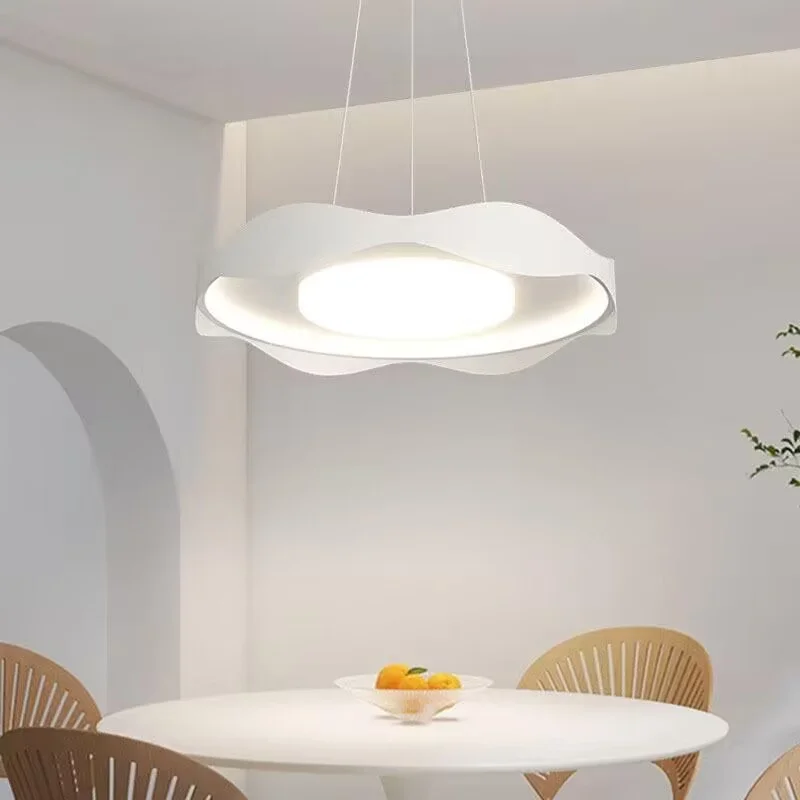 Imagem -03 - Grão de Madeira Led Cloud Pendant Light Circle Chandelier Iluminação Interior Sala de Estar Quarto Restaurante Home Decor