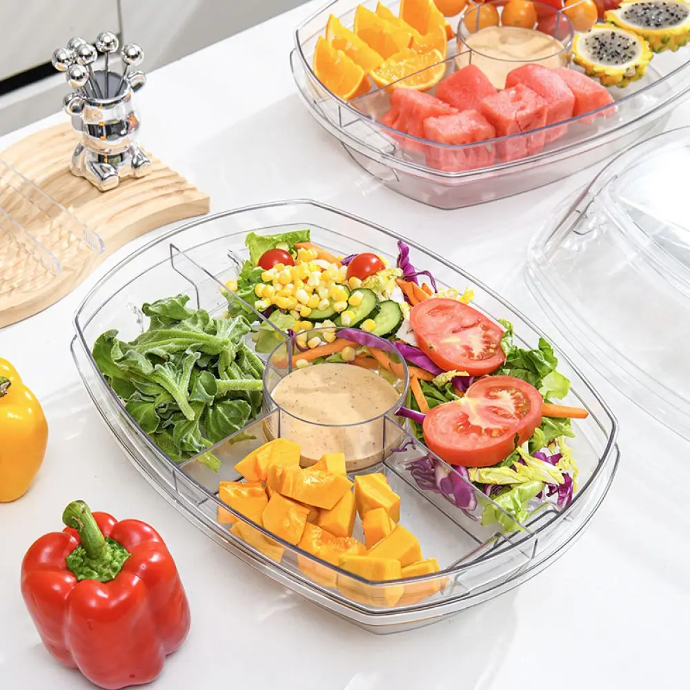 Kitchen Refrigerator Organizer Bin Large Capacity Transparent Fresh Food Storage Box Vegetable Fruit Container Salad Dish