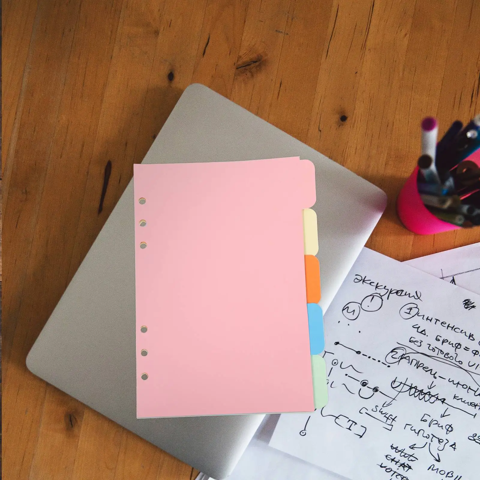 مجموعتان من فواصل علامات التبويب الملونة مقاس A5، 5 علامات تبويب، أوراق فاصل مؤشر الموثق، ملحقات الكمبيوتر المحمول، واقيات الصفحات البلاستيكية