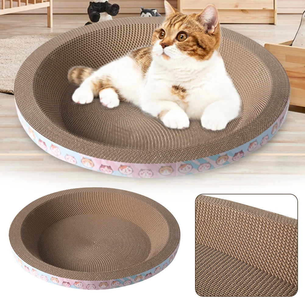 Cat Scratching Board Round Cat Scratcher Cardboard Bed Wear-Resistant Self Teaser Toy Pet Grinding Claw Cardboard S/M/L/XL