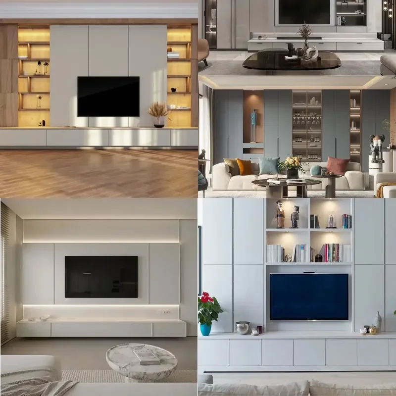 Modern Handmade Minimalist Suspended TV Wall Cabinet with Storage for Apartment Living Room Unit Stand
