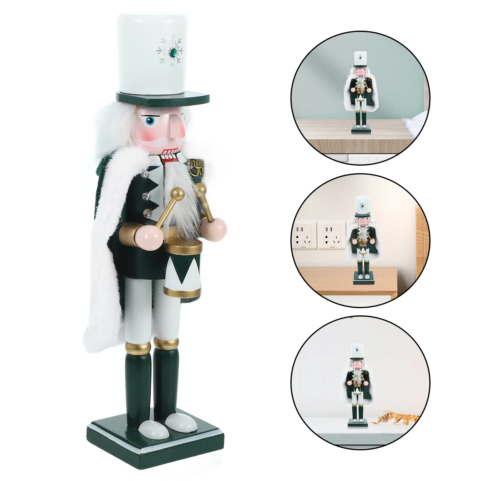 

Cute Small Wooden Nutcracker Statue Christmas Decoration for Xmas Home Festive Ornament Desktop Craft Holiday Decor
