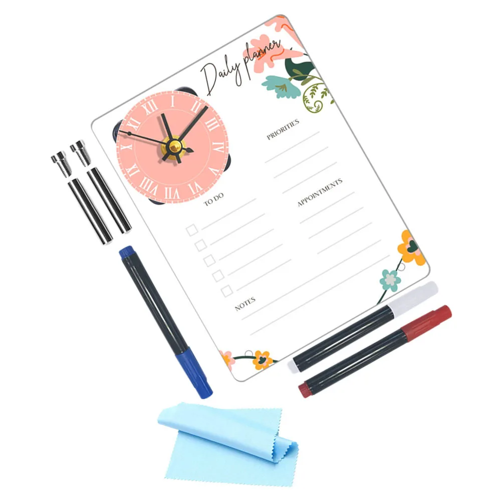 مجموعة واحدة من لوحة المذكرات الدائمة من الأكريليك مع لوحة مسح جافة شفافة على مدار الساعة لمنظم جدول تخطيط المكتب على الطاولة #1