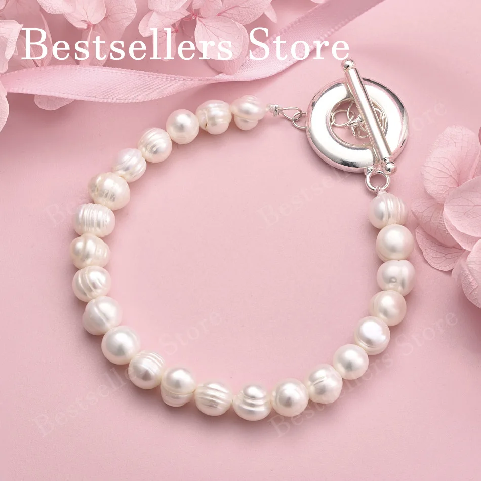 

925 sterling silver 8-inch exquisite pearl bracelet, women's party fashion accessories, wedding jewelry