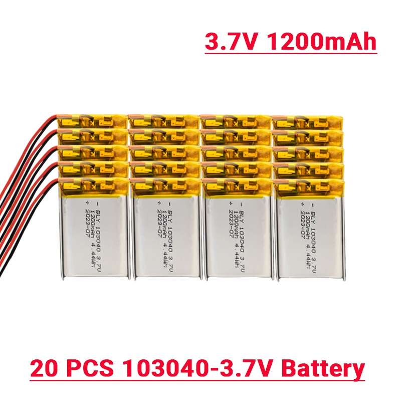 103040 rechargeable polymer lithium battery 1200mAh for GPS navigation MP5 PS4 3.7v DIY self-charging bank DIY toy batteries