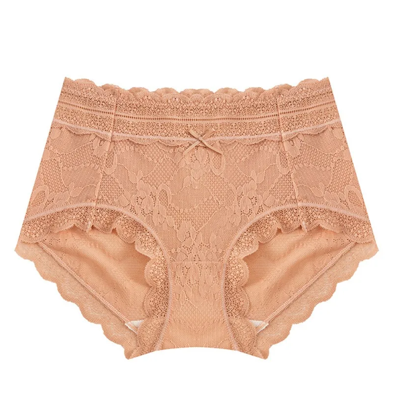 Women Sexy Lace Hollow Out Bow Knot Panties Breathable And Seamless Female Mid Waist Underpants Underwear