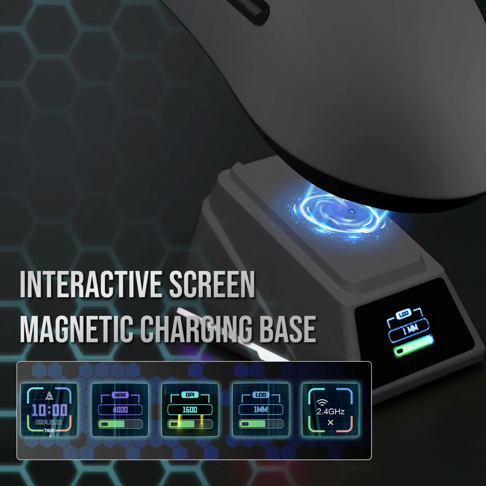 AJAZZ AJ159 APEX Mouse Tri Mode Wireless 8K PAW3950 Sensor Low Latency Gaming Mouse Charge Base Customize Lightweight Pc Gamer