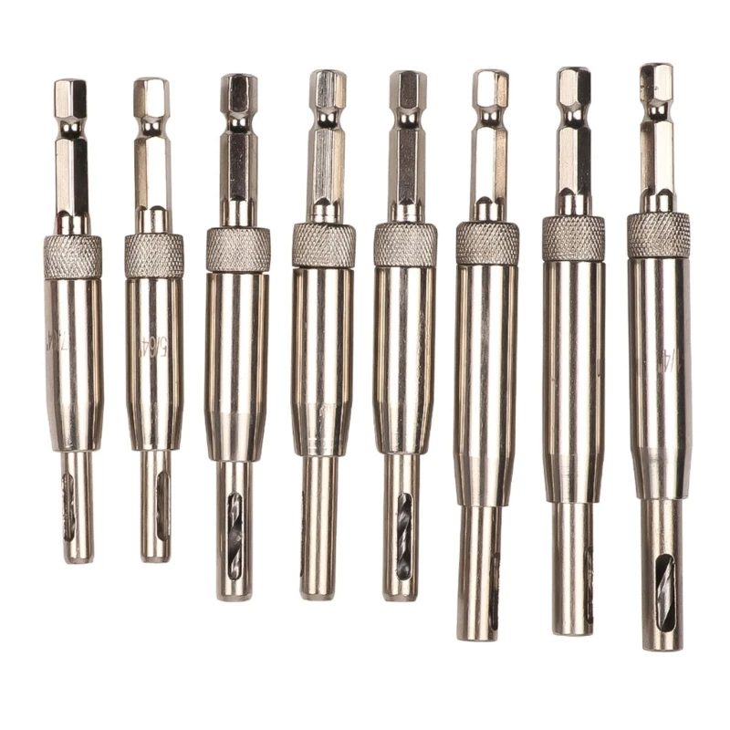 8Pcs Self Centering Drill Bits Set for Hinges Center Drill Bits Set Woodworking 517A