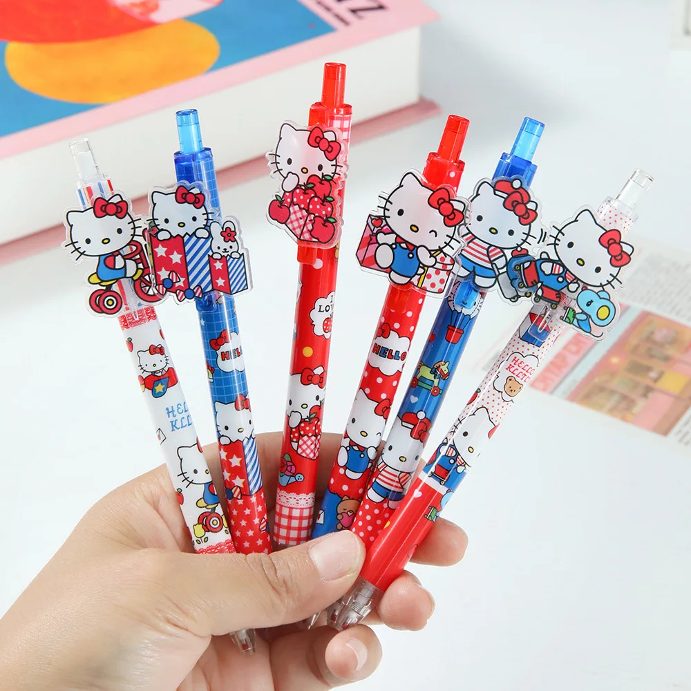 Sanrio 48 Stück/Set Gelstift Neue Cartoon-Katze Runde Perlen zum Schreiben 0,5 mm Schwarz Schreibwaren Unterschrift Schreibwaren in Box – Detail 4