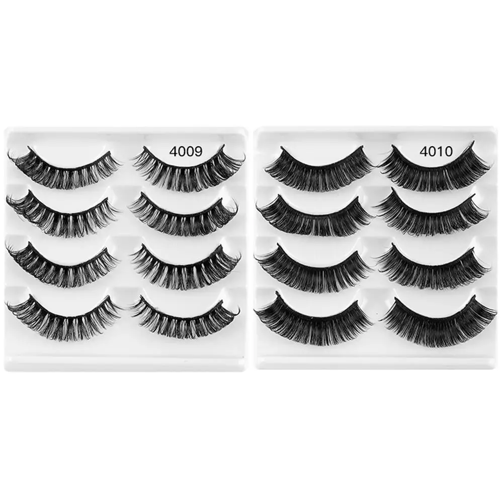 4 Pairs Reusable Looks Like Eyelash Extension Fluffy Russian Strip Lashes D Curl False Eyelashes Fake Eyelashes