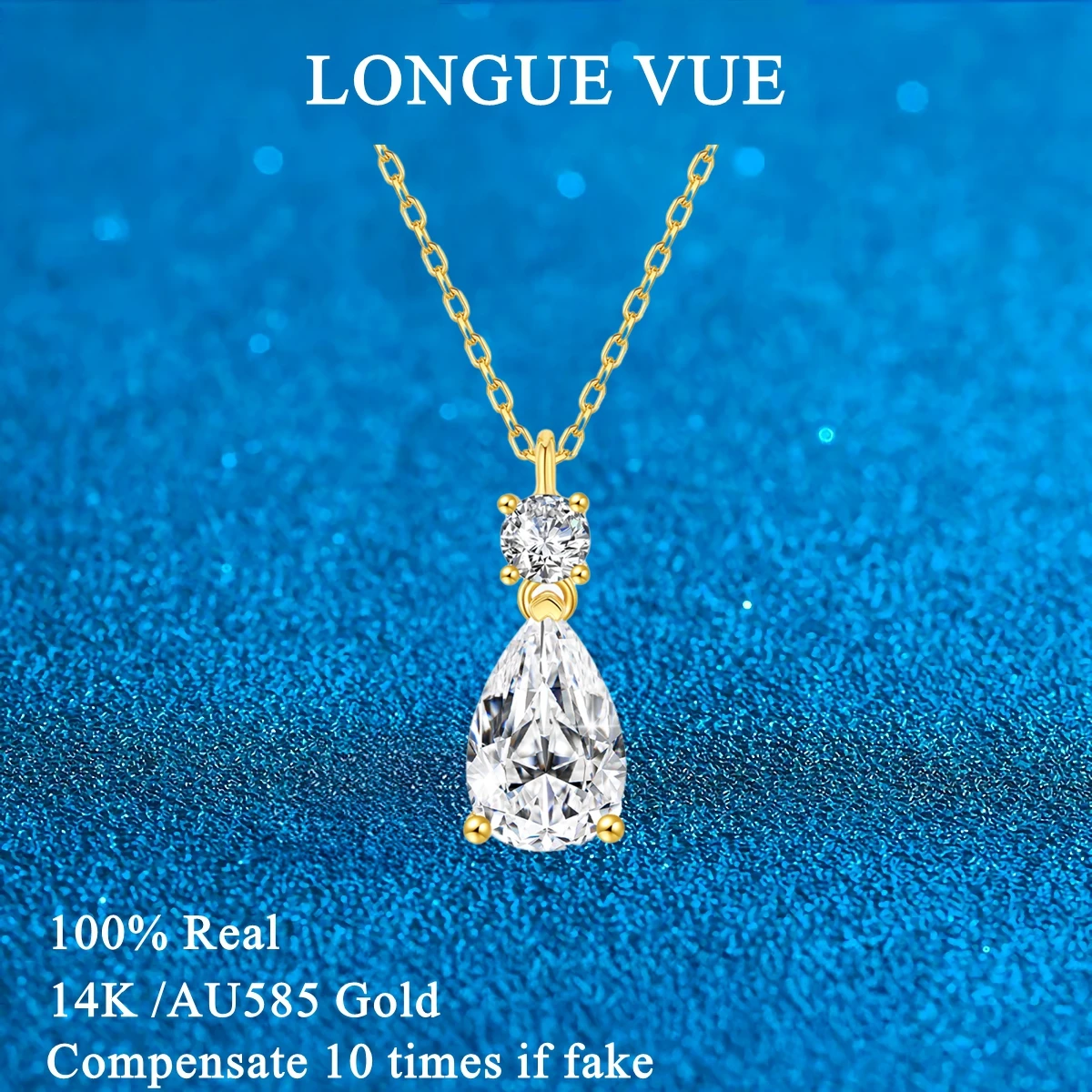 

Настоящее золото 14 карат 3 карата груша-капля огранки D цвет муассанит бриллиант кулон ожерелье с сертификатом ювелирные изделия оптом