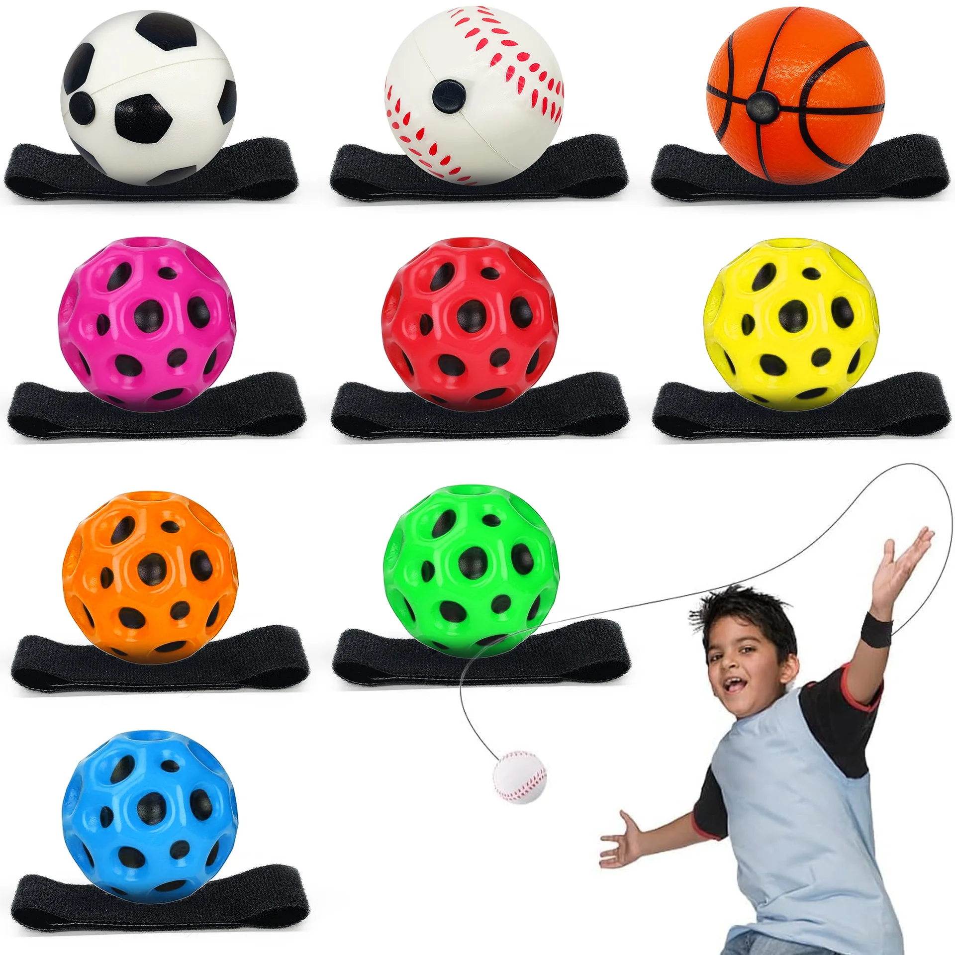 3/6/9 Stück elastische Handgelenk-Ballbänder, Fitnessball für Menschen mittleren und höheren Alters, Schwingball, Handgelenk-Kraftball, Fidget-Toy – Detail 3