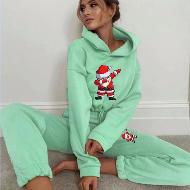 Women's Christmas Tracksuits, Jogging Suits, Funny Santa Gesture Suit, Sports Wear, Hoodie Suit, Autumn and Winter Fashion Sets