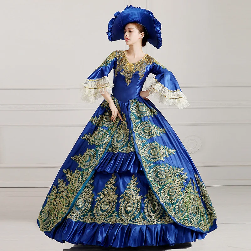 

Vintage Medieval Victoria European Court Noble Palace Queen Princess Wedding Party Formal Dress Halloween Women Cosplay Costume