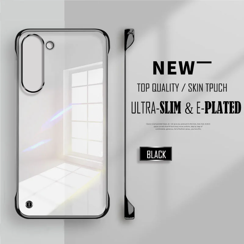 Luxuriöse, transparente, rahmenlose, ultradünne Hülle für Samsung S22 S21 S20 FE Plus Ultra Clear Hard Lens Protection Cover