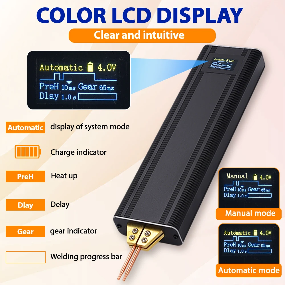 

80-ступенчатый регулируемый аппарат для точечной сварки, портативный ручной аппарат для точечной сварки, цветной экран, накопитель энергии, точечная сварка, сделай сам, для Type-c