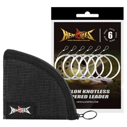 HERCULES Pre-Tied Loop Fly Fishing Leader Nylon with Tapered Leader Wallet 6 Pack 7.5FT 9FT 12FT 15FT 0-7X 10.6BL 9BL 6-1.8BL