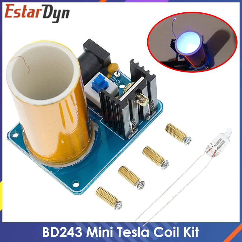 BD243 Mini Tesla Coil Kit Magic Props DIY Parts Empty Lights Technology Diy Electronics BD243C