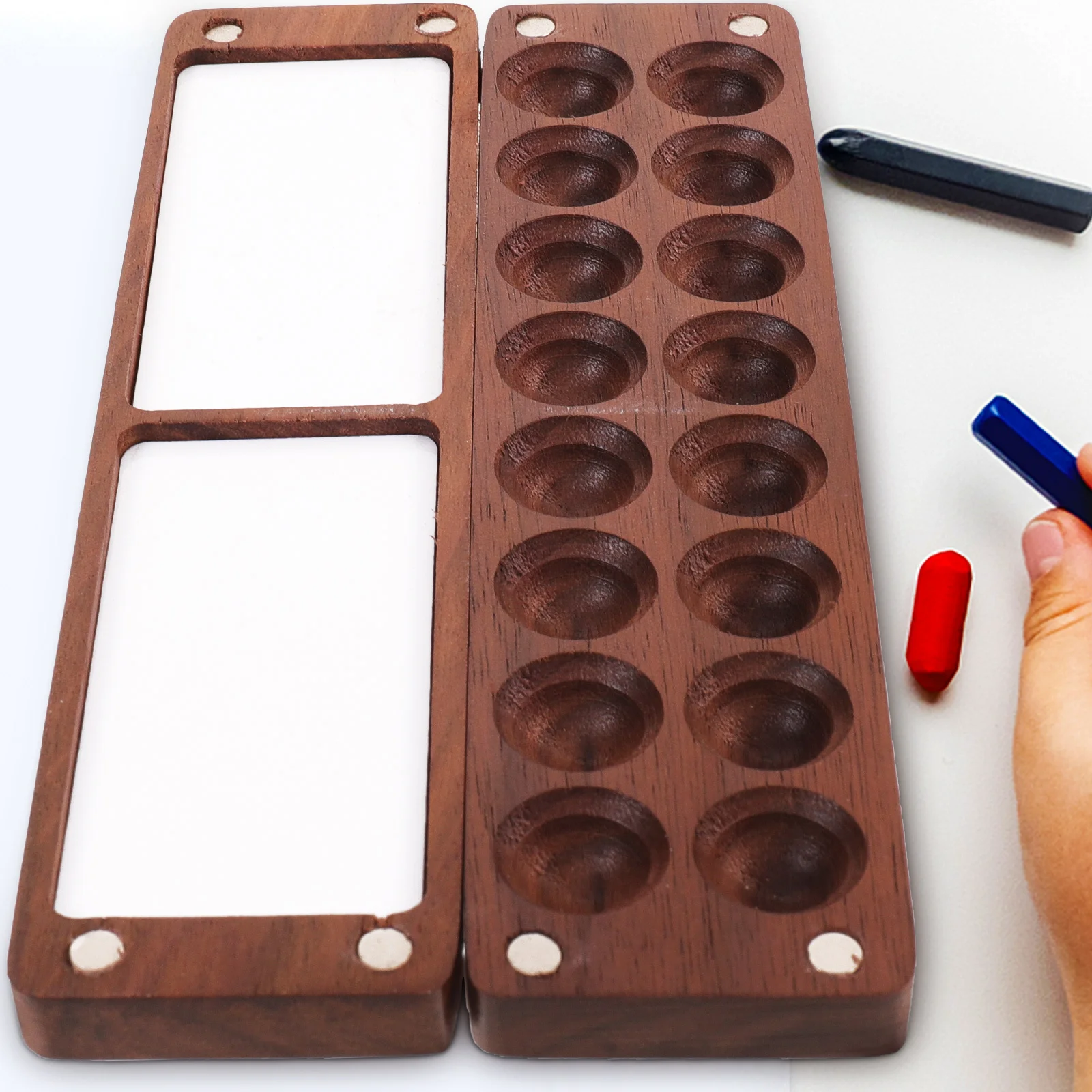 

Wooden Watercolor Pigment Box Sturdy Portable Paint Palette Storage Case Art Painting Pigment Holder Watercolor Supplies