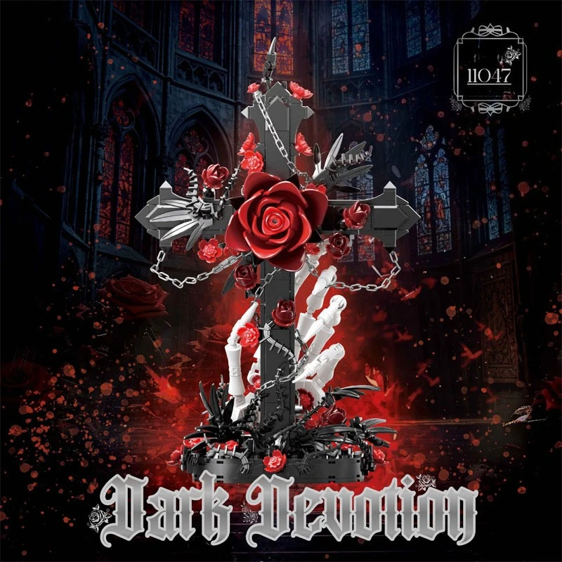 

720 PCS Gothic MOC Building Blocks Set with Dark Elements,Hand Bone&Cross Rose Design.DIY Ornament,Decor&Collectible,Ideal Gift