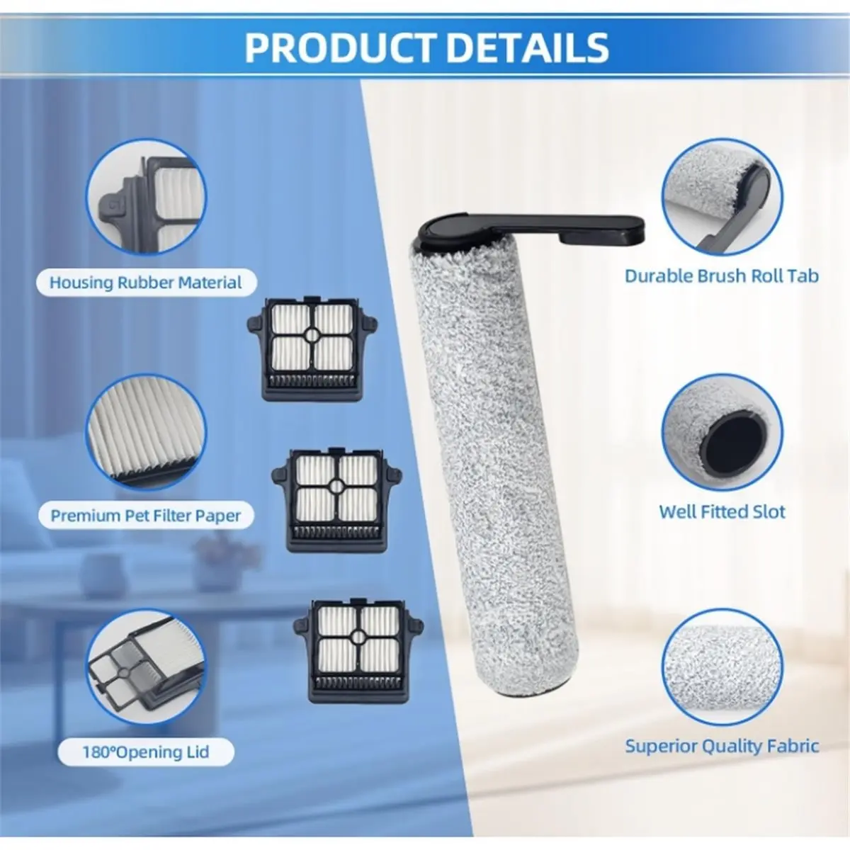 

Roller Brush and HEPA Filter for Floor One S7 Stretch Ultra S7 Stretch Steam S9 Artist Cordless Vacuum Cleaner