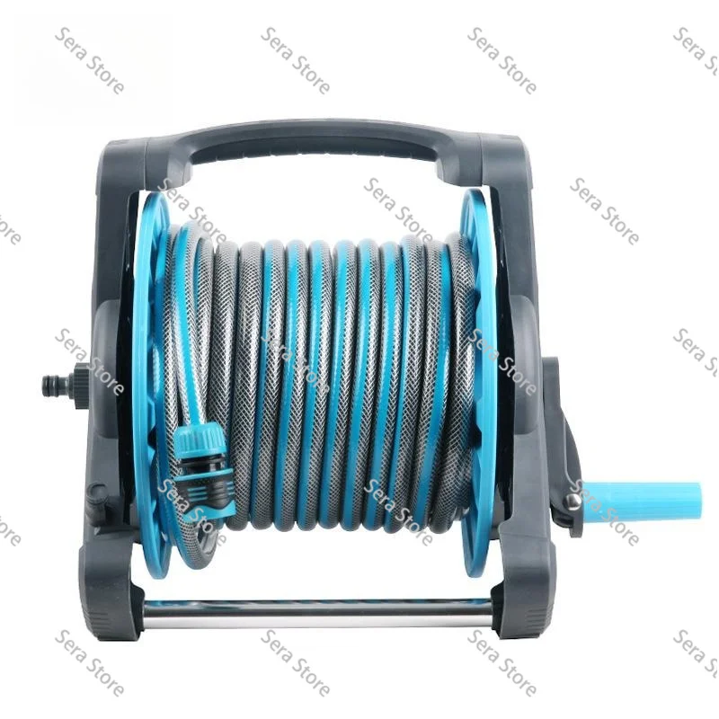 Hose Cart with Car Wash Nozzle Storage Box, Portable Home Garden Watering and Cleaning Hose Rack