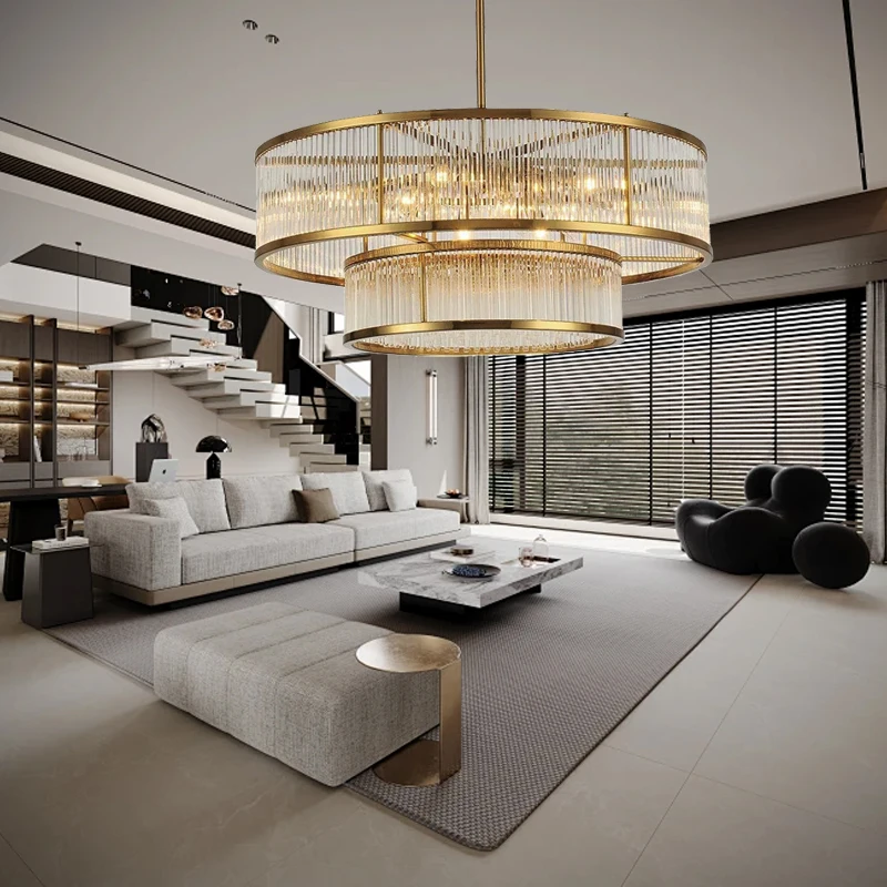 

Minimalist Nordic Copper Crystal Glass Ceiling Chandelier Round Home Decoration Hanglamp Lustres Lampara