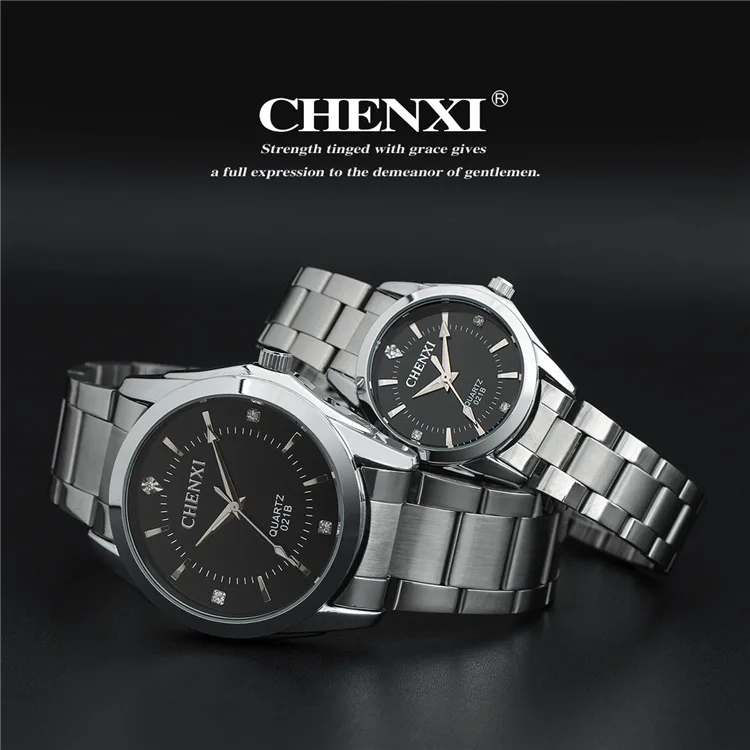 Fashon Couple Chenxi Watch Vintage Men Women Lovers Business Wrist Watches Analog Quartz Full Stainless Steel Watchband Gift