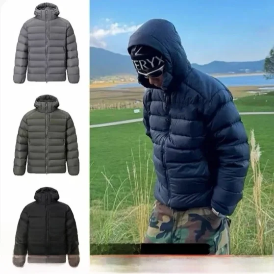 

High Puffiness Cleanliness 90 White Duck down Men's Outdoor Windproof Rainproof down Jacket Regular Fit Long Sleeve Zipper Cl...