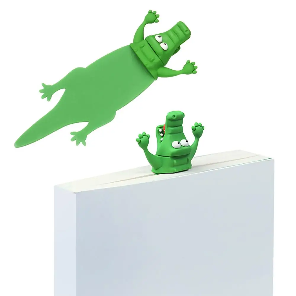 3D Stereo Animal Bookmark, Marcador dos desenhos animados, Tubarão, Crocodile Pages, Papelaria escolar, Kids Gifts, 1Pc