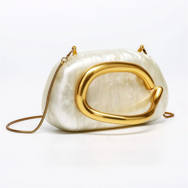 

Nesitu Fashion Luxury Shell Shape Acrylic Clutch Purse Evening Wedding Party Shoulder Messenger Bag Handbags Phone Purse M016