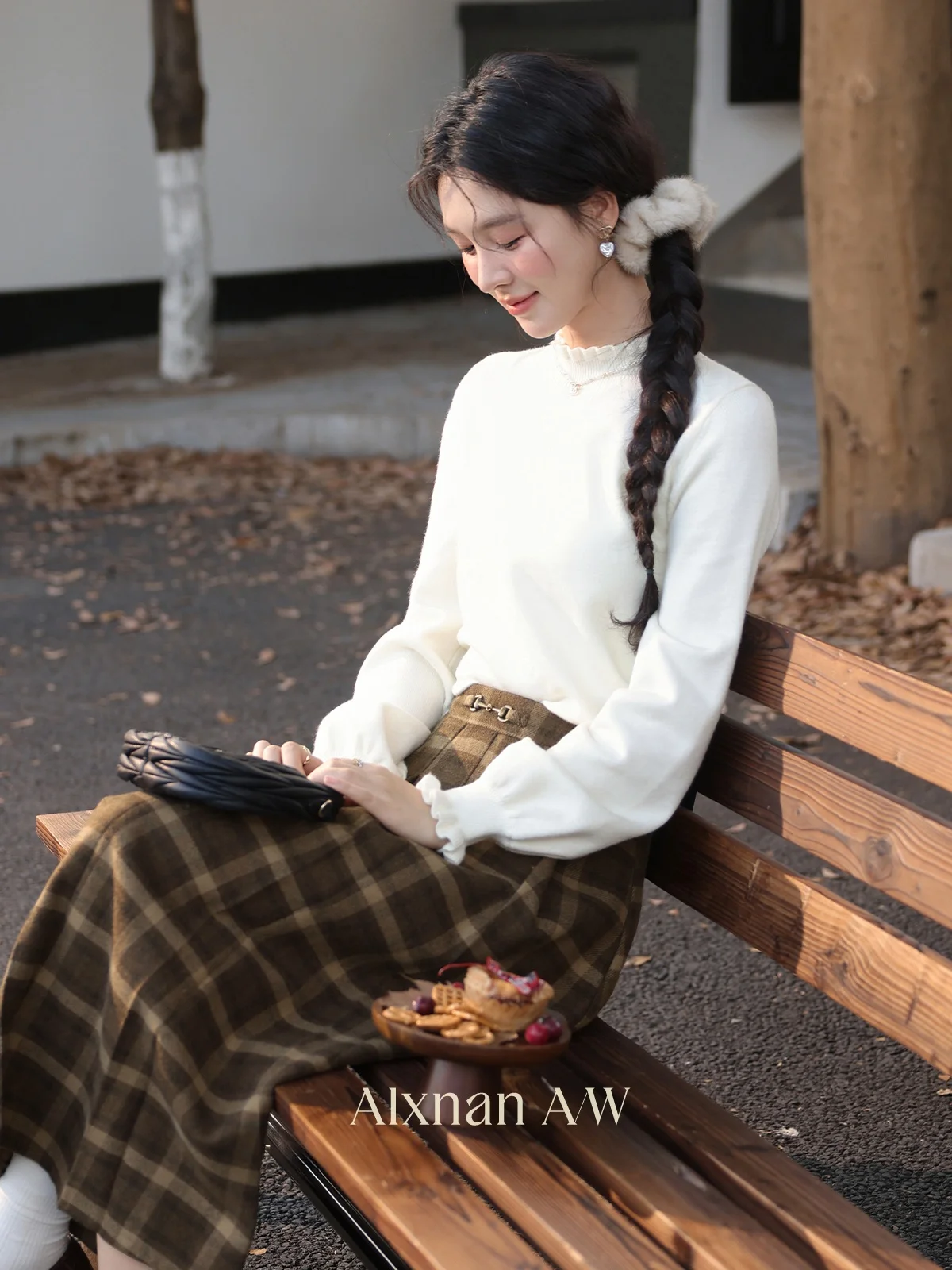 暖かい格子柄スカート レディース カジュアル ミッドウエスト Aライン シルエット おしゃれ 細見え 冬 2025 新作 Deer South