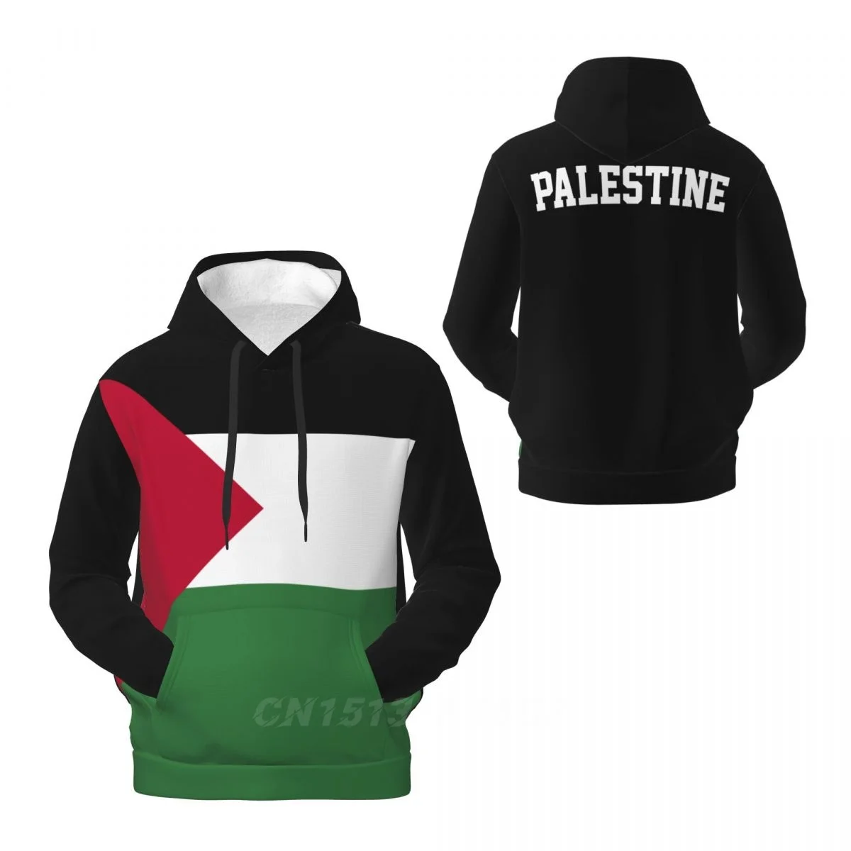 شتاء دافئ فلسطين العلم 3D الصوف هوديي مع جيب البلوز هود الرجال النساء للجنسين الهيب هوب نمط البلوز