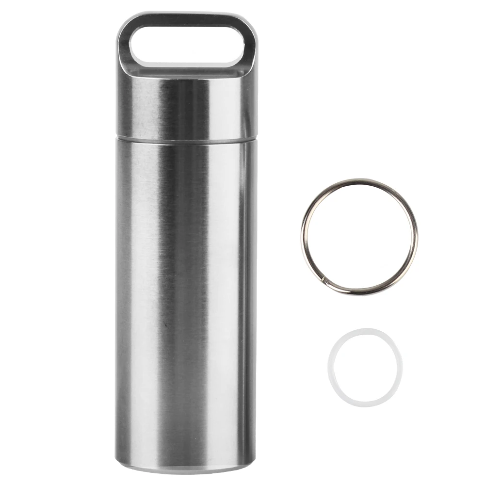 Stainless Steel Pendants Keychain Pill Case Portable Waterproof Camping Firstaid Pendant Mini Medicine Boxes Pill Storage Box