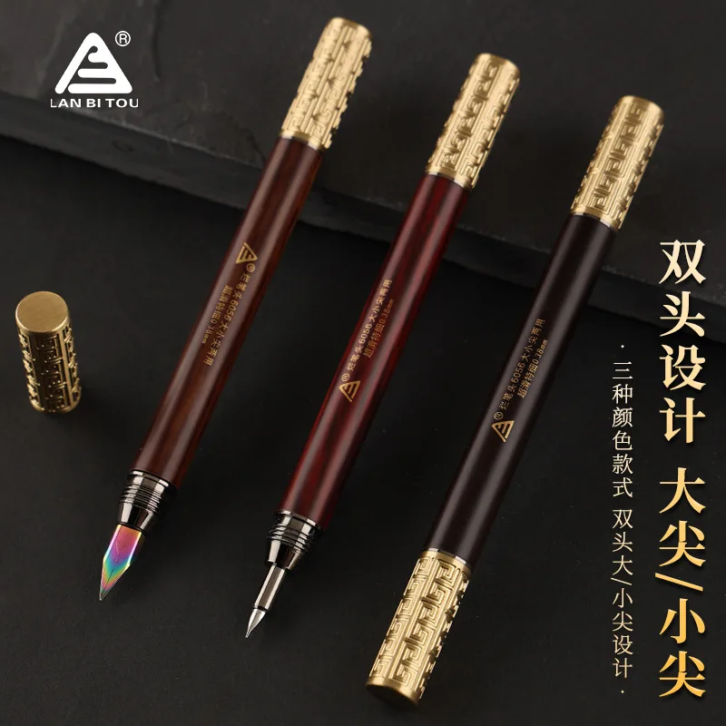 2024 New Arrival Double-headed Nib Fountain Pen Replaceable Ink Cartridge Pens Metal EF Ink Pens Office and Student Supplies