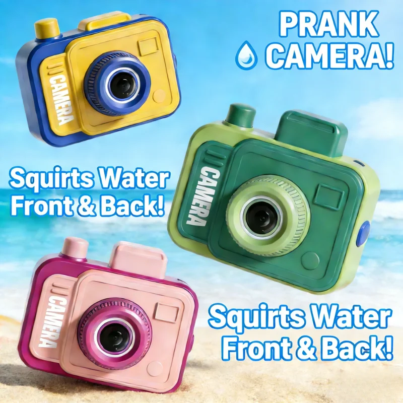 

Камера-розыгрыш с водяным пистолетом, двойной распылитель (спереди и сзади), игрушка-сюрприз для детей, для летних вечеринок у бассейна и на пляже, для активного отдыха на природе, 3 цвета