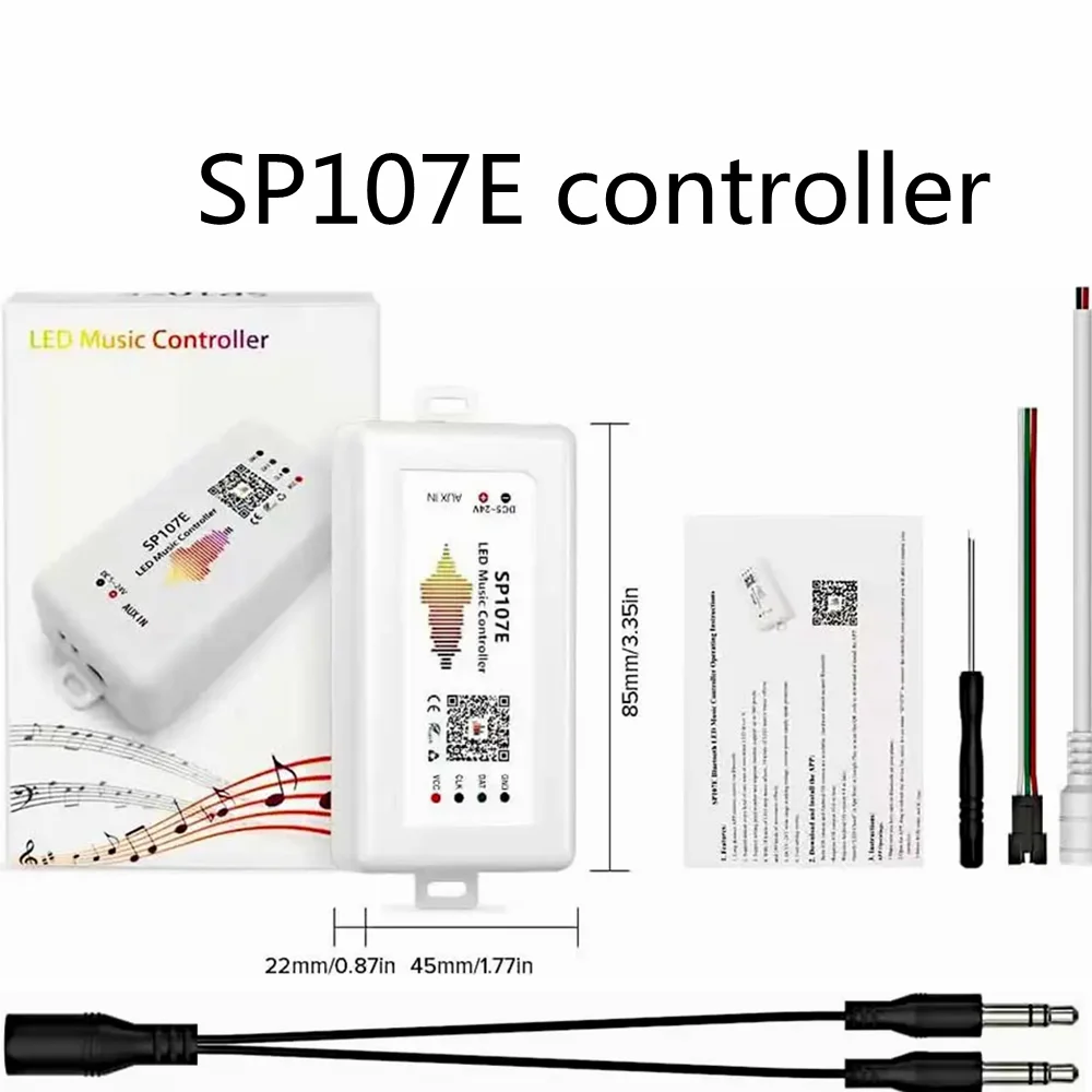 

WS2812B LED strip light music Bluetooth controller SP107E SPI FCOB PIPIXEL programmable intelligent application DC5V-24V