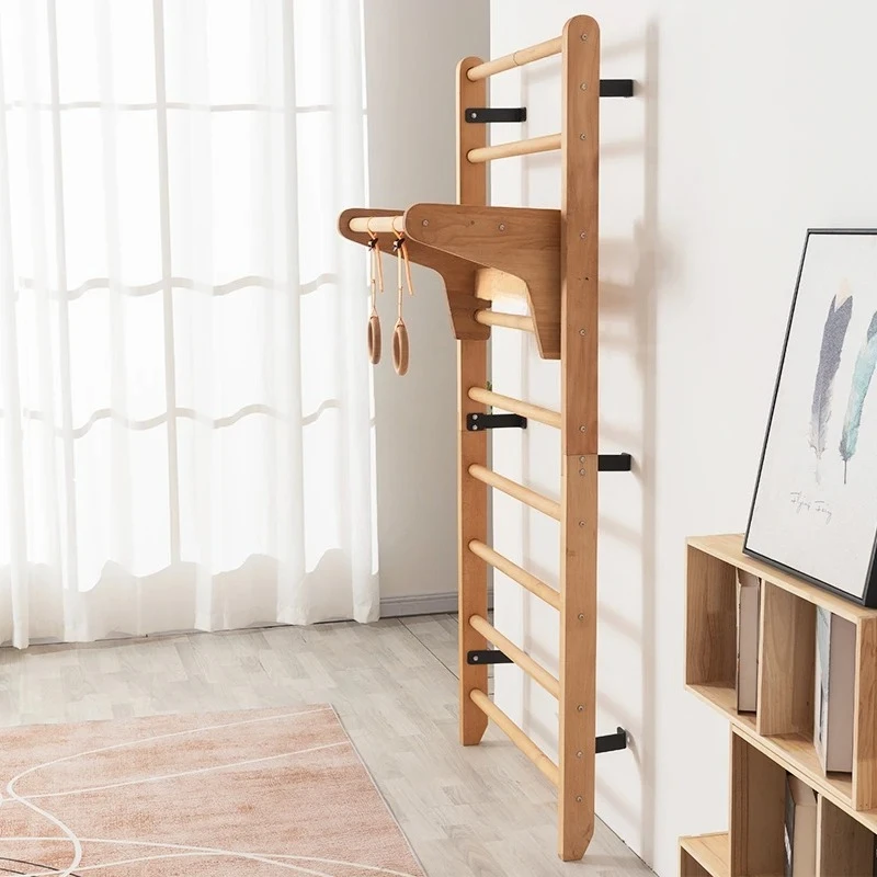 

Wooden Ribbed Wood Frame Indoor Wooden Swedish Ladder Wall Bars Pull-up Scoliosis Rehabilitation Training Equipment