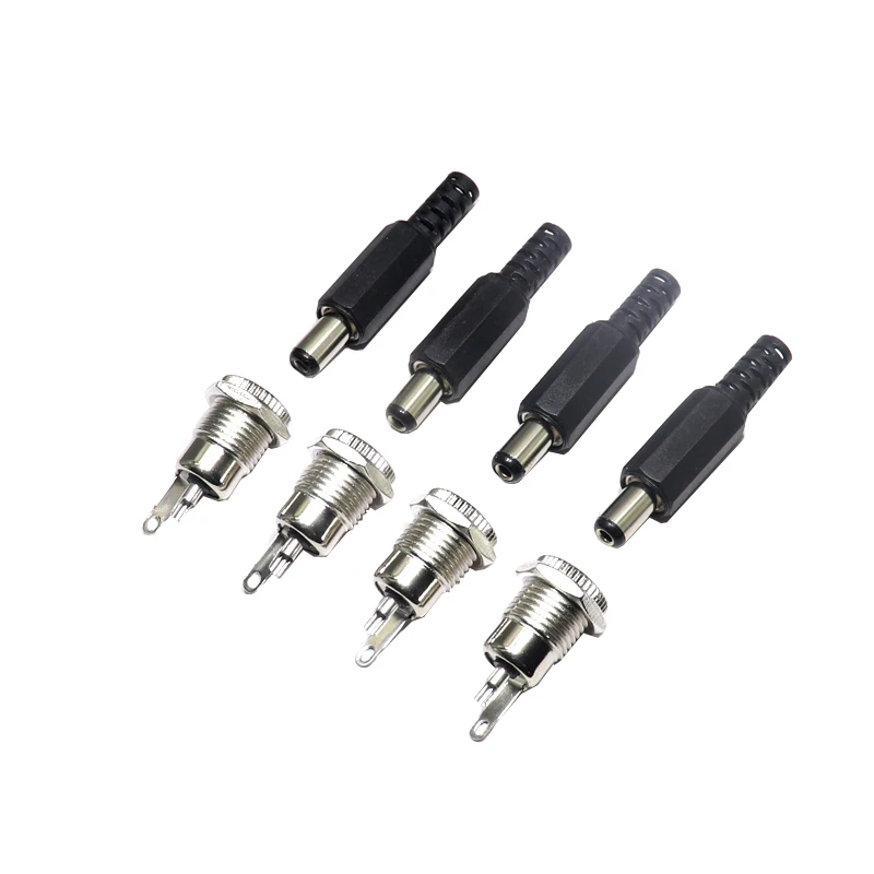 【5PCS】5.5x2.1mm 5.5x2.5mm DC Power Plug Male Female Jack Socket Nut Panel Mount DC Power Adapter Connector DC099