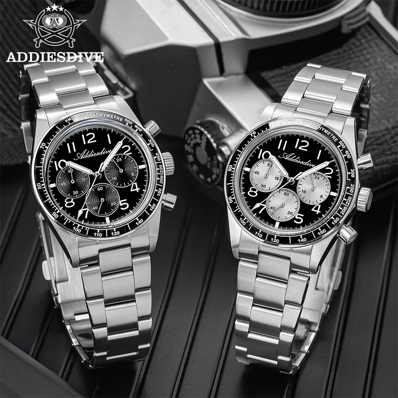 

ADDIESDIVE Ceramic Bezel Diving Quartz Watch 0S20 Multifunctional Chronograph Wristwatch Waterproof Bubble Mirror Glass Watches