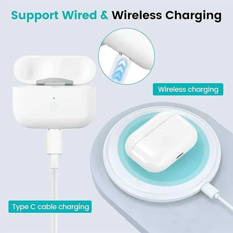 For Airpods 1/2/3/Pro USB-C Replacement Wireless Charging Box Air pods Charger Case Bluetooth Earphone Accessory 680mAh Battery