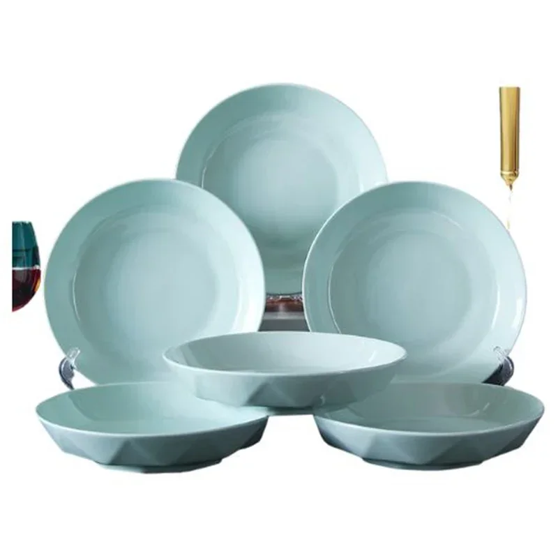 

Outdoor Camping Tableware Traditional Teal Utensil Dinner Plates Full Set Bowl Assiettes De Table Novel Kitchen Accessories