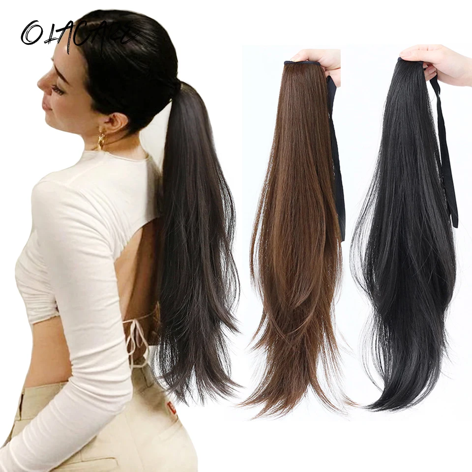 Synthetic Pony Tail Hair Wigundle False Hair Tail Hair Ponytail In Straight Clip Hairpiece With Hairpins Extensions For Women