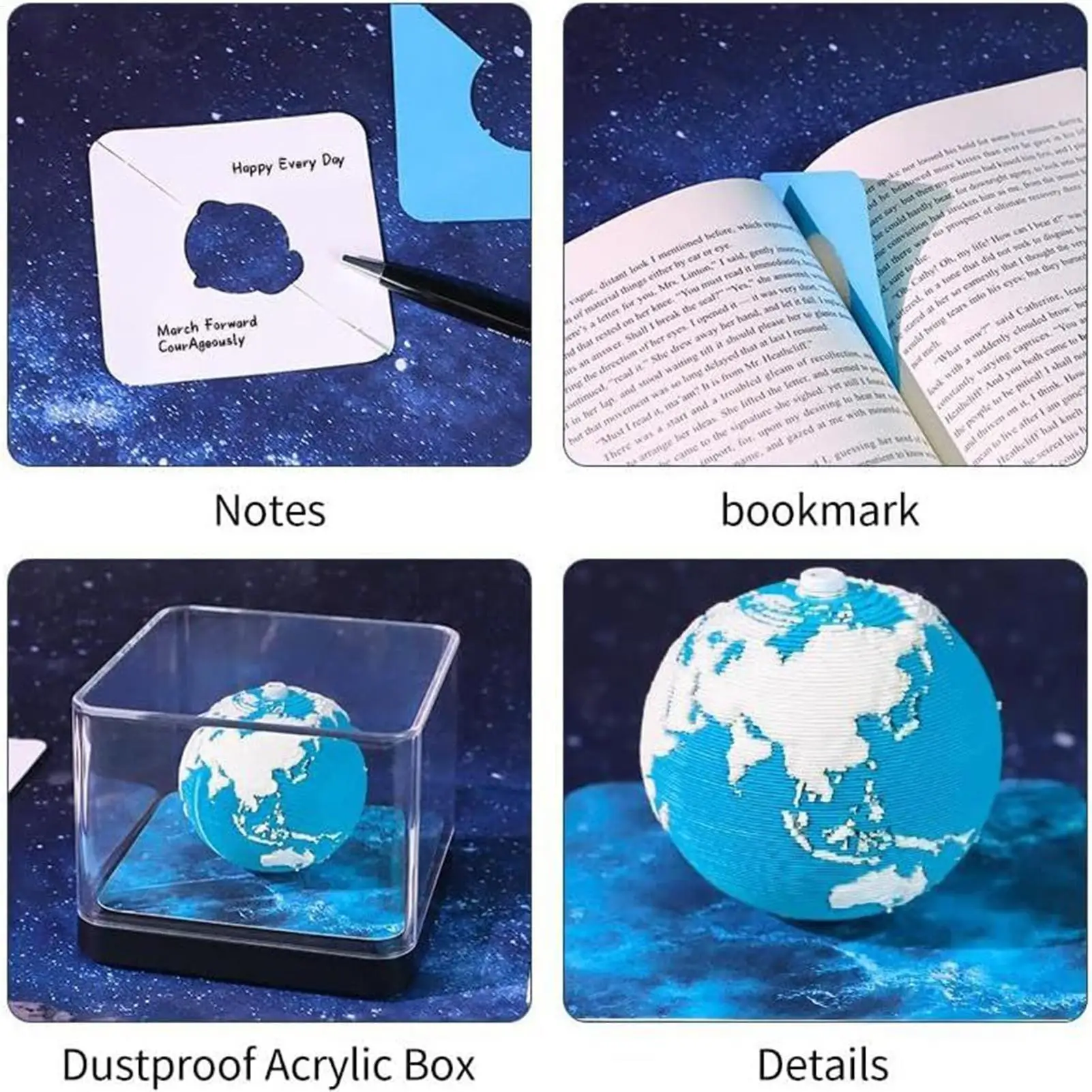 3D Desk Calendar Paper 3D Calendar Note Pad 2026 Paper Sculpture Tear off Memo Pad Stationery Earth Theme for Boys Students Kids